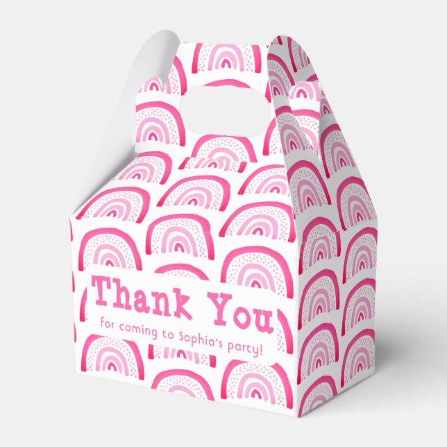 Customizable Rainbow Thank You Birthday Party Favor Boxes (Front Side)