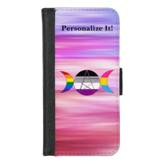Customizable Rainbow Triple Moon Goddess Pentacle iPhone 8/7 Wallet Case