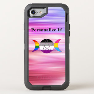 Customizable Rainbow Triple Moon Goddess Pentacle OtterBox Defender iPhone SE/8/7 Case