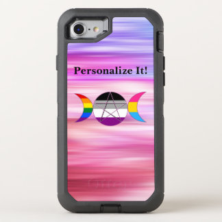 Customizable Rainbow Triple Moon Goddess Pentacle OtterBox Defender iPhone SE/8/7 Case