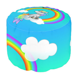 Customizable Rainbow Unicorn Kid's Bedroom Decor Pouf