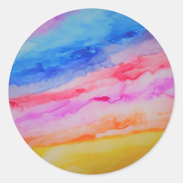 Customizable Rainbow Watercolor Sticker (Front)