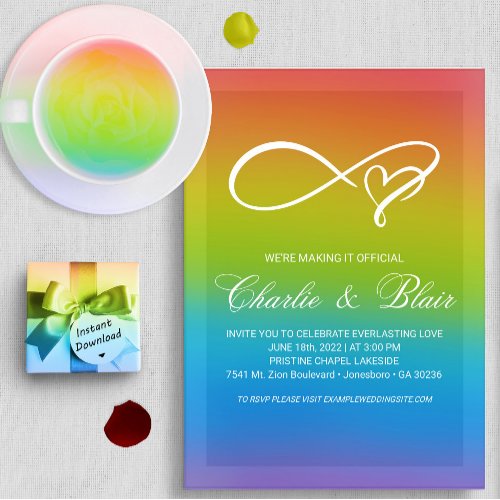 Customizable Rainbow Wedding Invitations