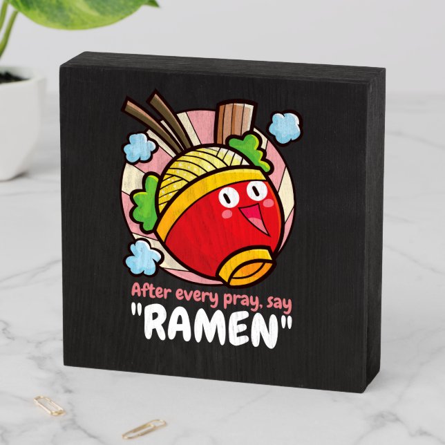 Customizable "Ramen" after praying Wooden Box Sign (In Situ Horizontal)