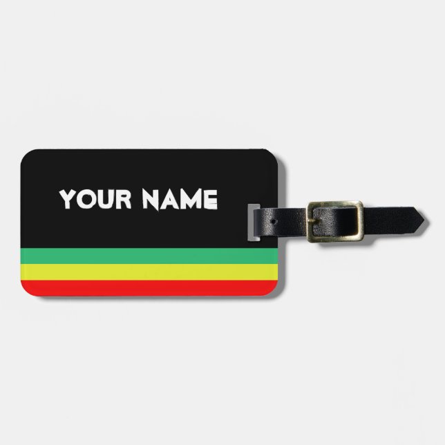 Customizable Rasta-Striped Luggage Tag (Front Horizontal)