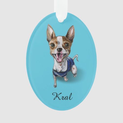 Customizable Rat Terrier Dog Watercolor Painting Ornament
