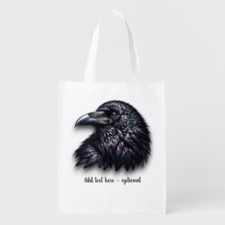 Customizable Raven Head T-Shirt Grocery Bag