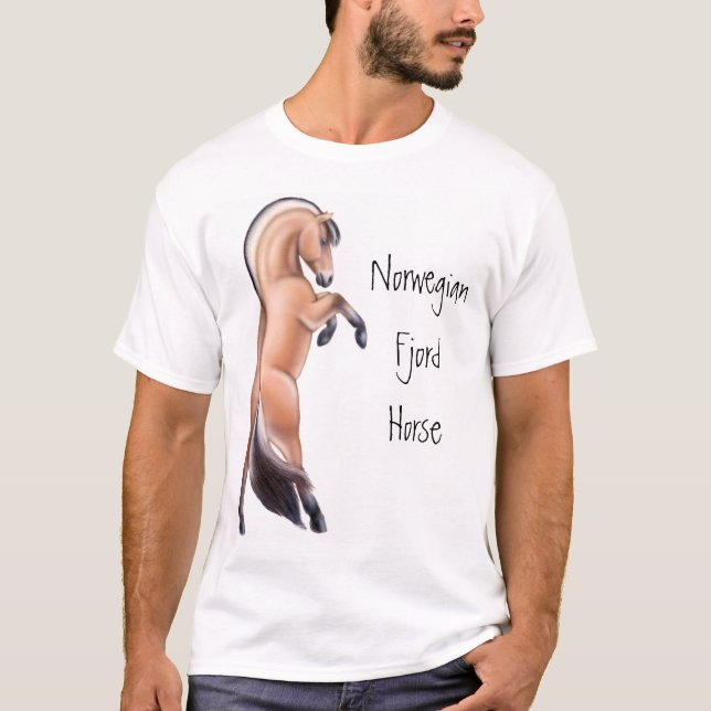 Customizable Rearing Norwegian Fjord Horse T-Shirt (Front)