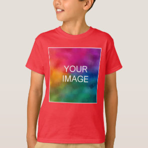 Customizable Red Add Image Photo Kids Boys Basic T-Shirt