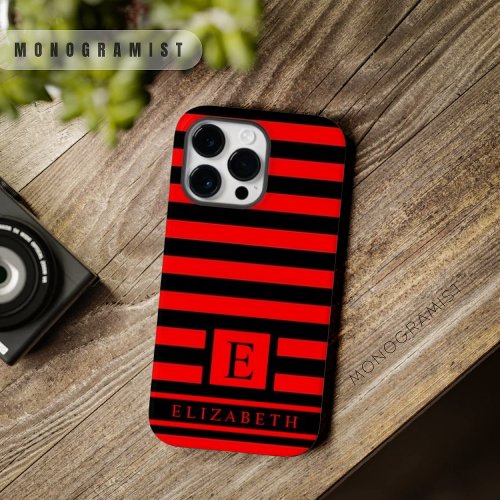 Customizable Red And Black Color Stripes  Case_Mate iPhone 14 Pro Max Case
