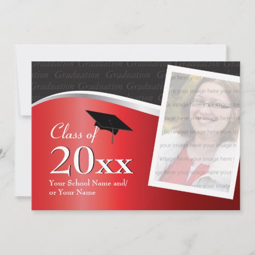 Customizable Red and Black Graduation Invitation