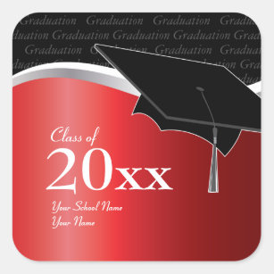 Customizable Red and Black Graduation Sticker