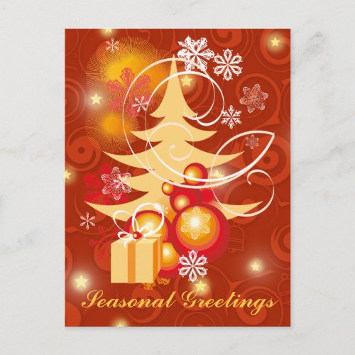 Customizable Red and Gold Christmas Holiday Postcard