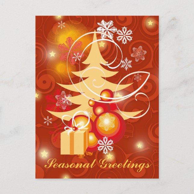 Customizable Red and Gold Christmas Holiday Postcard (Front)