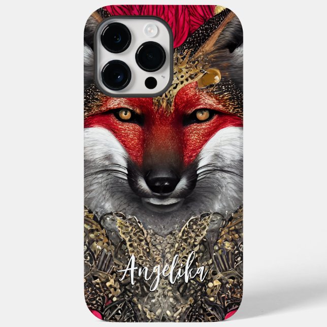 Customizable Red and Gold Fox Design Case-Mate iPhone Case (Back)