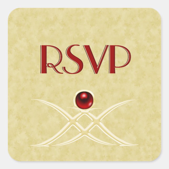 Customizable Red and Gold RSVP Stickers (Front)