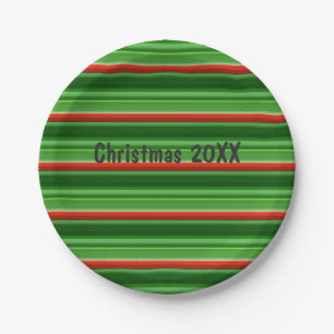 Customizable Red and Green Stripes Paper Plates