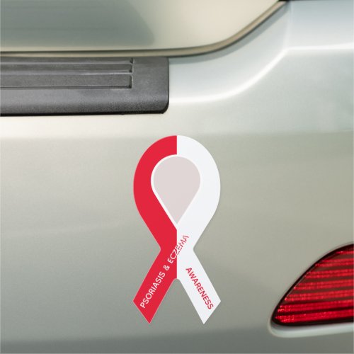 Customizable Red and White Ribbon Awareness Car Magnet