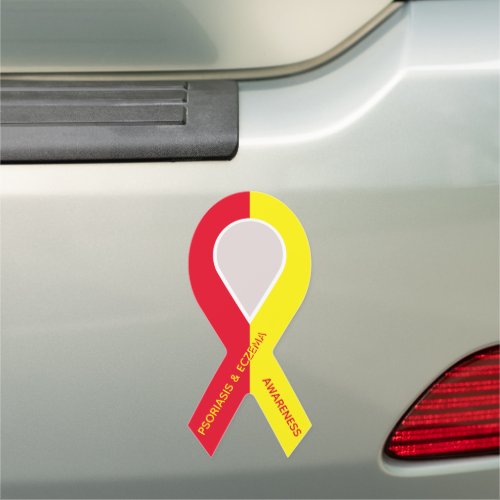 Customizable Red and Yellow Ribbon Awareness Car Magnet