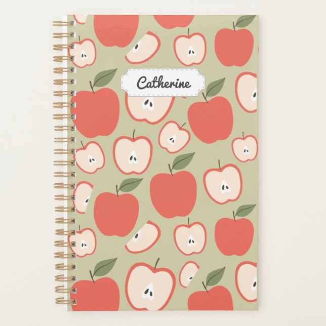 Customizable Red Apple Seamless Pattern Planner (Front)