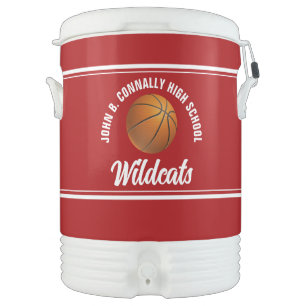 Customizable Red Basketball Team Beverage Cooler