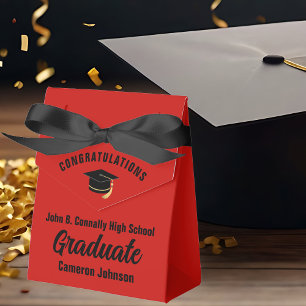 Customizable Red Black Graduation Party Favor Boxes