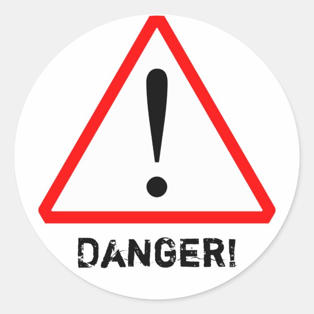 Customizable Red & Black Warning Symbol Sticker (Front)