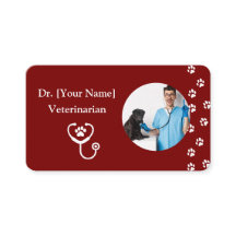 Customizable Red Business Card for Veterinarian
