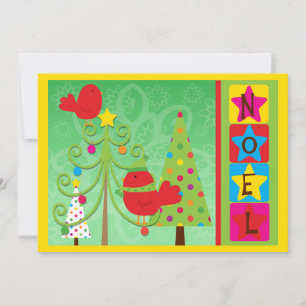 Customizable Red Cardinal Noel Holiday Card