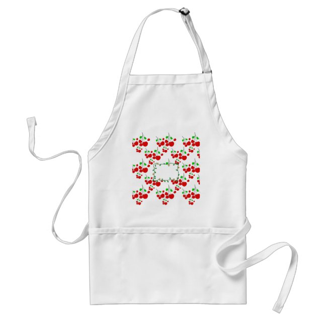 Customizable red cherry pattern accessories LeahG Adult Apron (Front)
