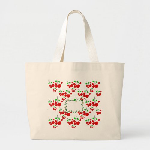 Customizable red cherry pattern accessories LeahG Large Tote Bag