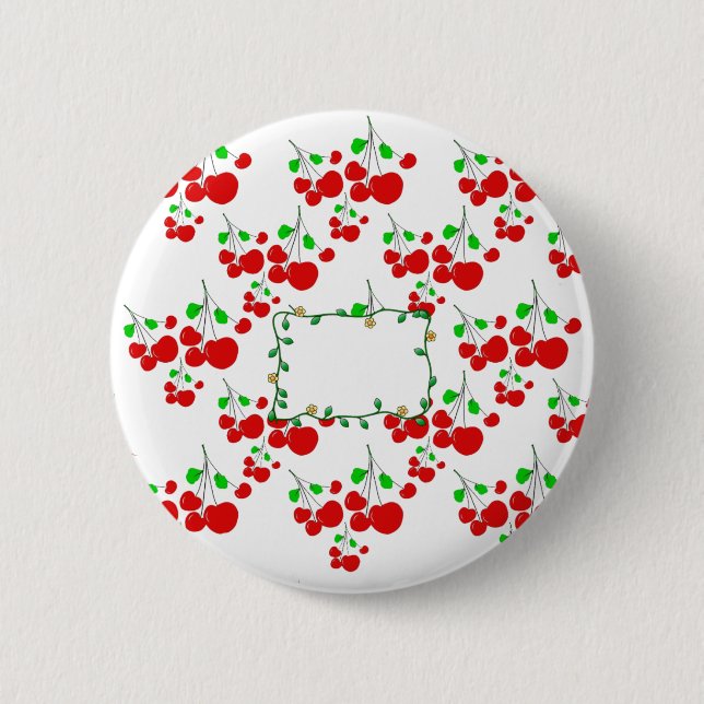 Customizable red cherry pattern accessories LeahG Pinback Button (Front)