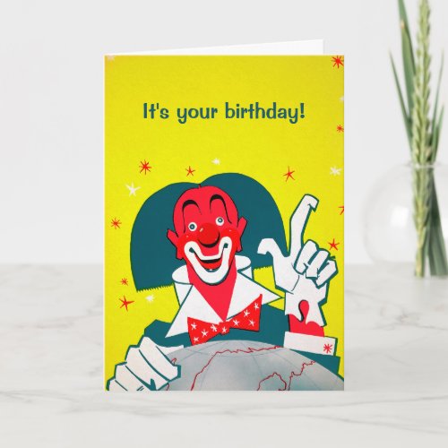 Customizable Red Clown Greeting Card