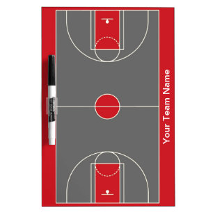 Customizable red gray basketball dry erase board