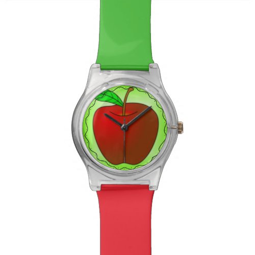 Customizable Red & Green Apple Adjustable Watch