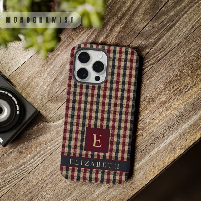 Customizable Red Green Brown Checkered Pattern iPhone Case (Customizable Red Green Brown Checkered Pattern iPhone Case)
