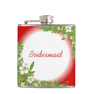 Customizable red hawaii flowers wedding flask