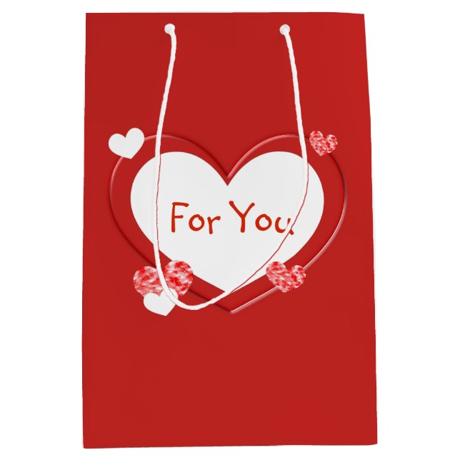 Customizable Red Hearts Valentine's Day Gift Bag (Front)