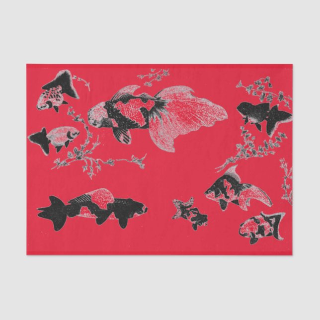 CUSTOMIZABLE RED JAPANESE FISH Tissue Paper (Front)