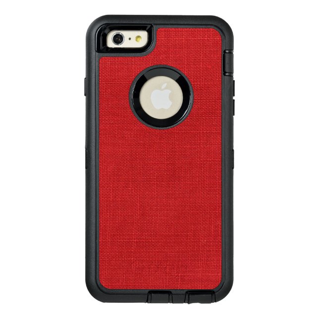 Customizable Red Linen Photo Background Otterbox iPhone Case (Back)