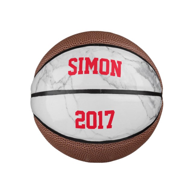 Customizable Red Marble Texture Mini Basketball (Front)