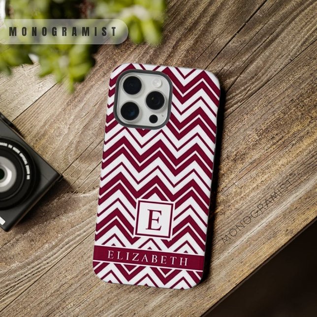Customizable Red Maroon Dark Pink White Chevron  iPhone Case (Customizable Red Maroon Dark Pink White Chevron iPhone Case)