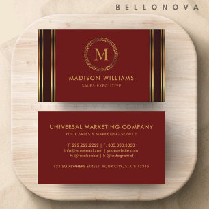 Customizable Red Maroon Gold Professional  Business Card