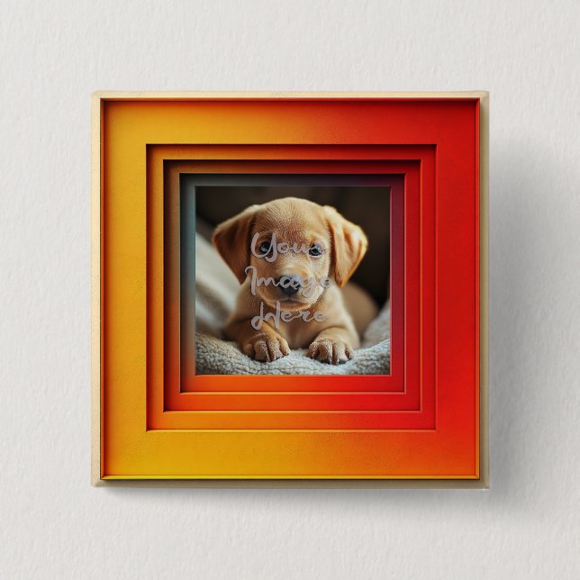 Customizable Red Orange Sunset Gradient Frame Button (Front)