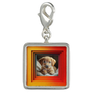 Customizable Red Orange Sunset Gradient Frame Charm