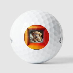 Customizable Red Orange Sunset Gradient Frame Golf Balls