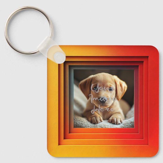 Customizable Red Orange Sunset Gradient Frame Keychain (Front)