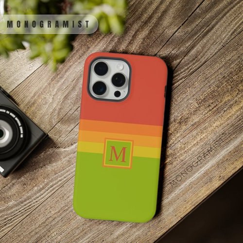 Customizable Red Orange Yellow Green Color Block iPhone 15 Pro Max Case