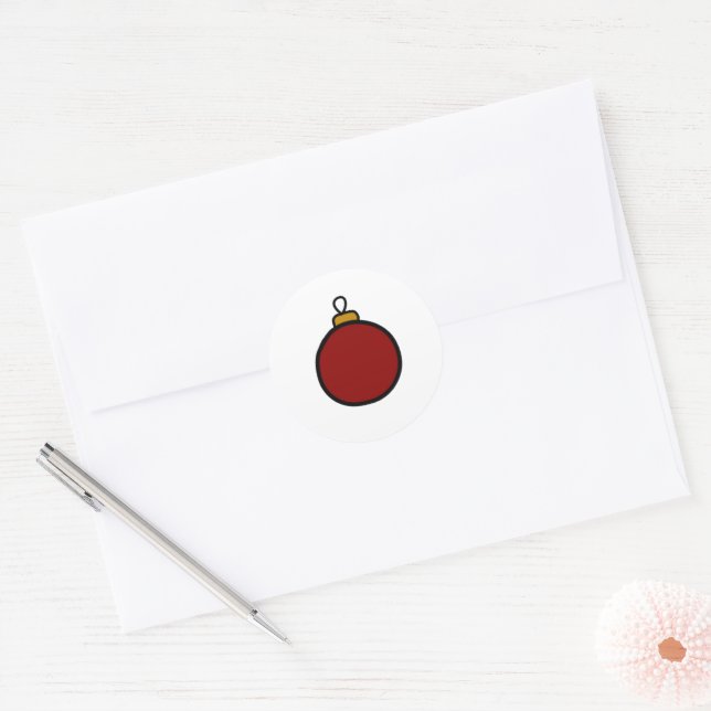 Customizable Red Ornament Classic Round Sticker (Envelope)