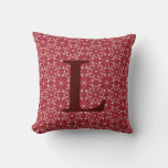 Customizable Red Pattern Initial Monogram Throw Pillow at Zazzle